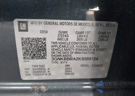 2019 Chevrolet Blazer from USA, damaged, VIN 3GNKBBRA2KS599724